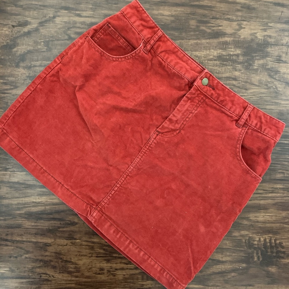 Red corduroy skirt